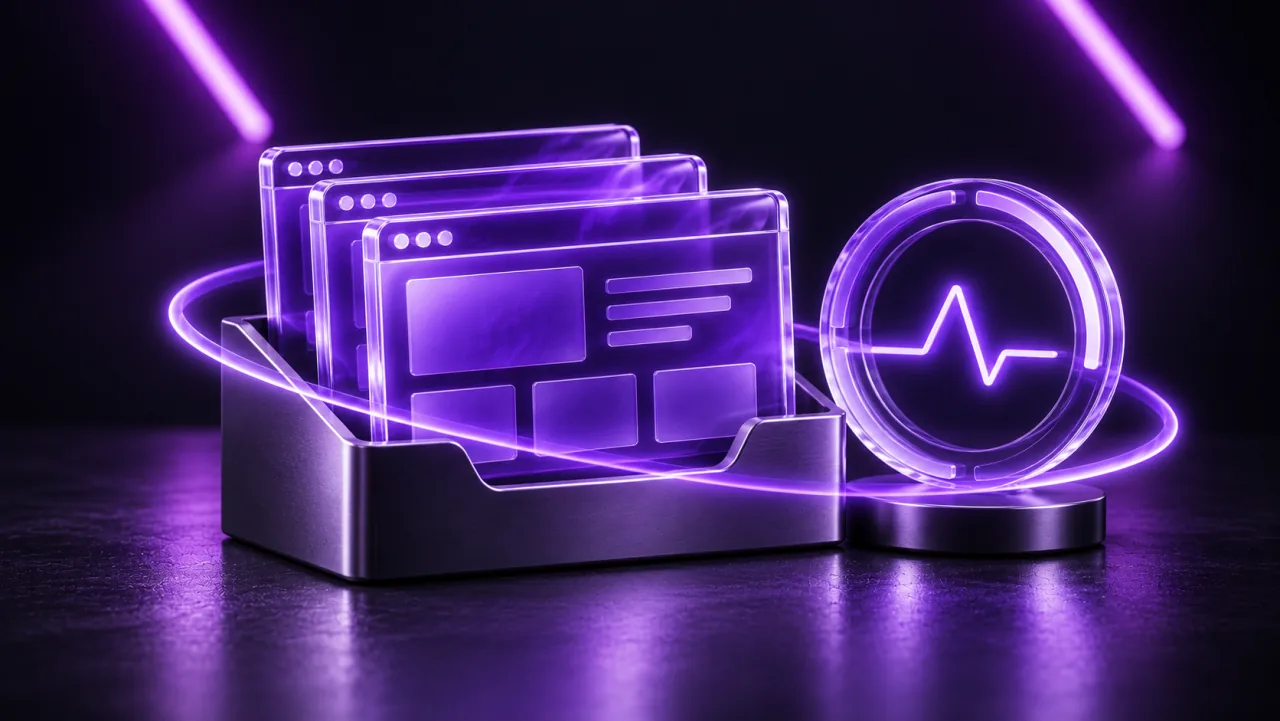 Website recovery copies beside a violet monitoring ring.